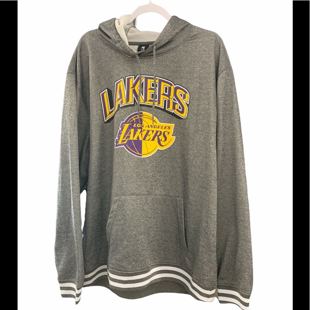 UNK Ultra Game NBA Men's Gray Soft Fleece Lakers Hoodie Sweatshirt Size XXL